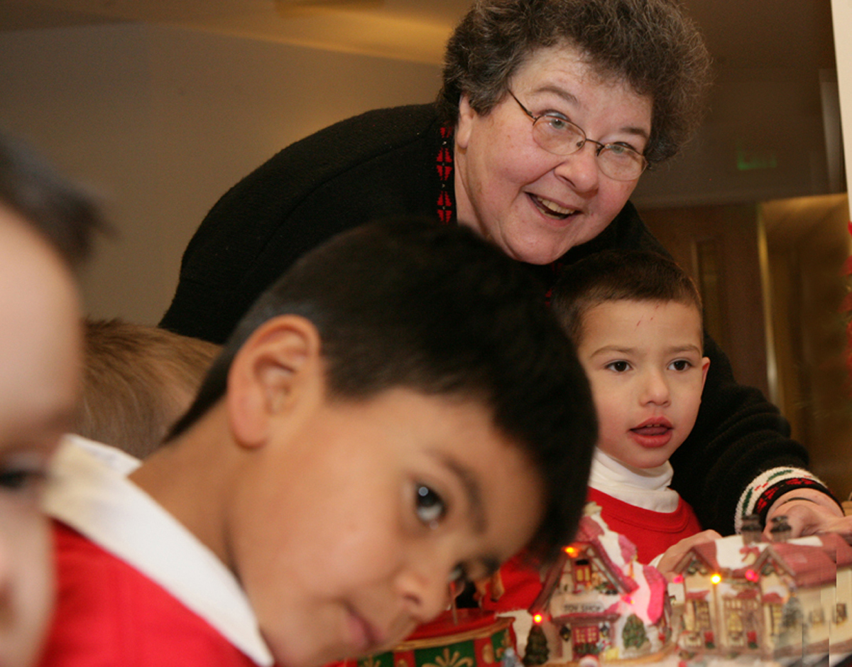 Sr Mary Core with preschool children