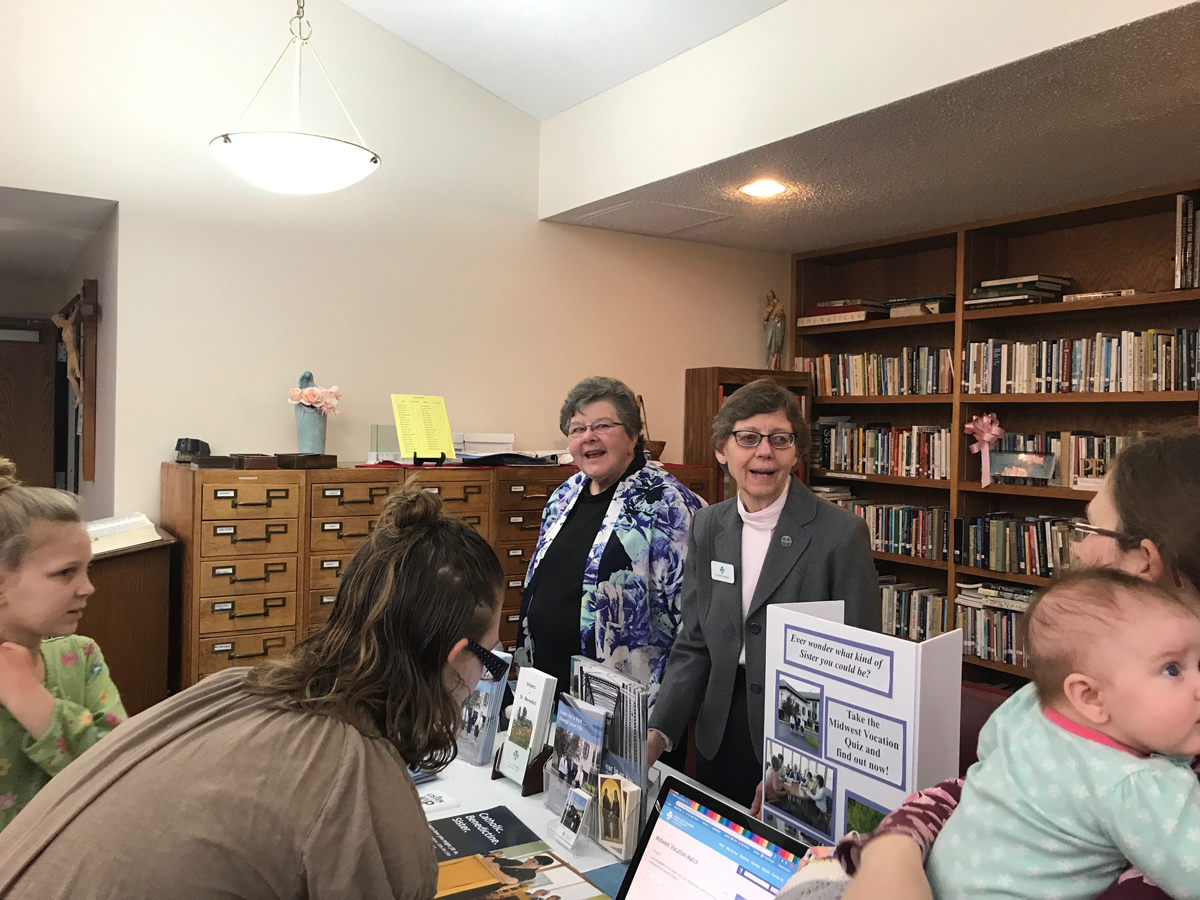 Sisters Mary Core and Susan Hutchens at the Open House